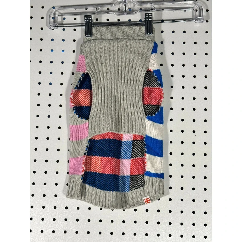 LEGO x Target Dog Sweater Colorblock Striped Knit Pet Apparel Grey Blue Small